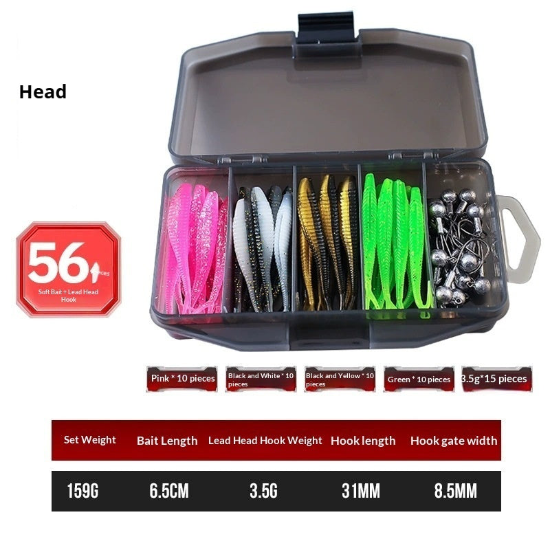 Soft Bait Lure Kit With 66 piece Fork Tailed Worms