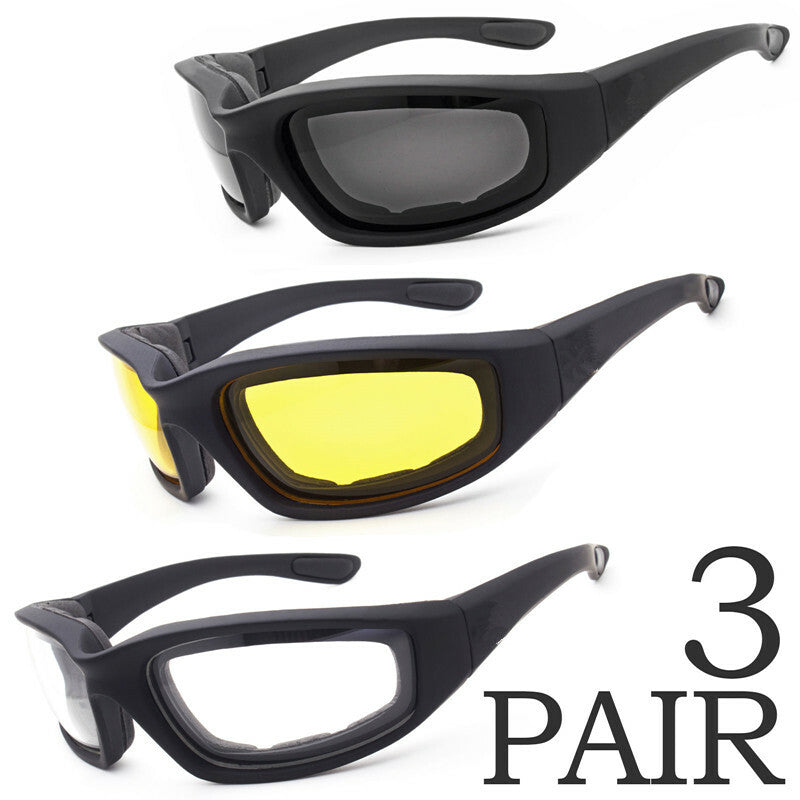 Cycling Sunglasses Chopper Outdoor Sports Glasses UV400 Protection For Fishing Driving Glasses Wind Resistant Clear Yellow Gray Lens 3 Pack
