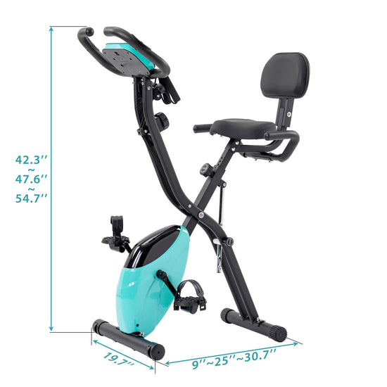 Folding Exercise Bike, Upright Recumbent X-Bike Adjustable Resistance