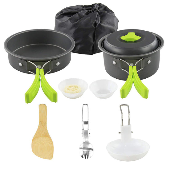 Camping Aluminum Cookware Kit Outdoor Cooking Set Aluminum Equipment Outdoor Pot Travel Tableware Kitchen Hiking Picnic BBQ