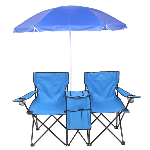Outdoor Beach Chair with Umbrella in Blue