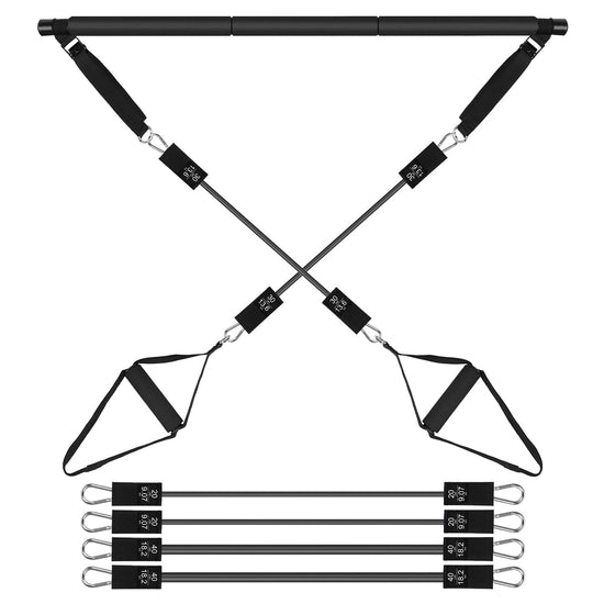100LBS OR 180LBS Band Options - 1Pc Pilates Bar Kit Multifunctional Pilates Yoga Toning Bar Full Body Exercise Equipment Set