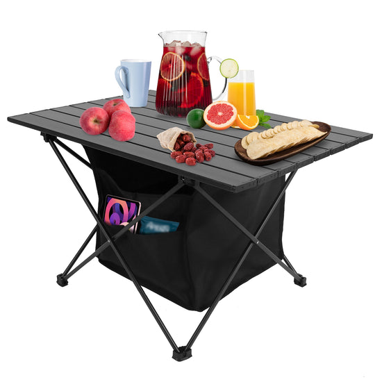 1Pc Foldable Camping Table With Storage Basket Rustproof Portable Aluminum Alloy Roll-Up Camping Table With Carrying Bag For Camping Hiking BBQ Picnic Fishing