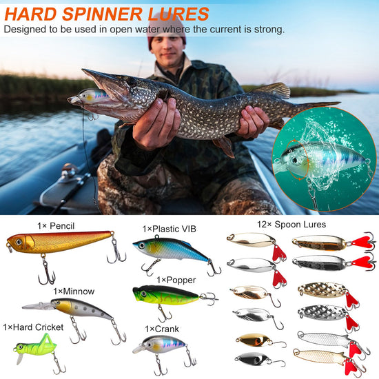 375Pcs Fishing Baits And Tackle Box Saltwater Freshwater Fishing Lures Kit