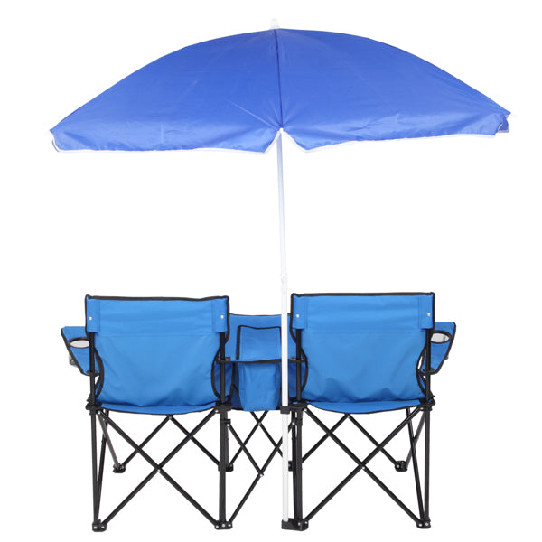 Outdoor Beach Chair with Umbrella in Blue