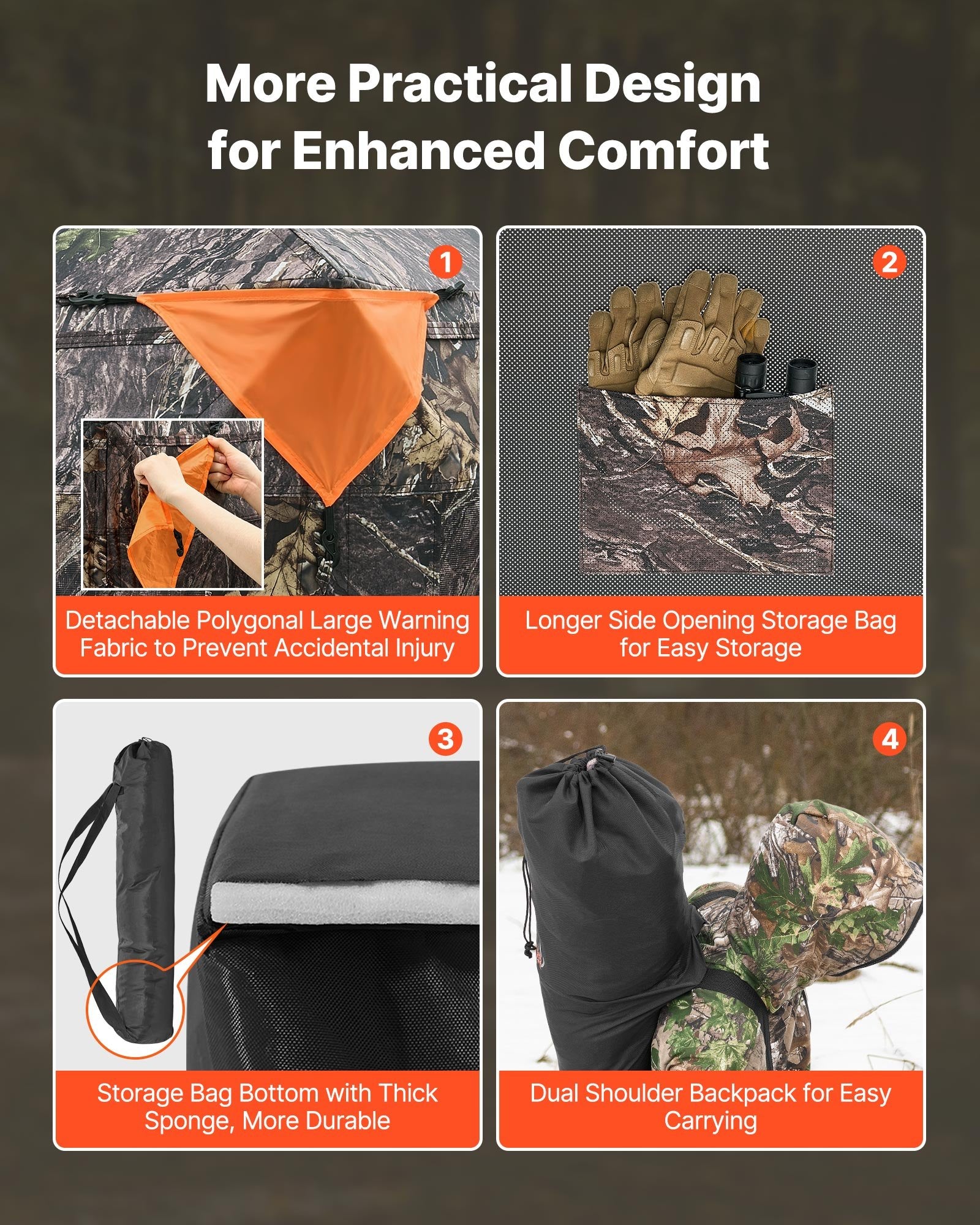Hunting Blind, 270° See Through Ground Blind, 4-5 Person Pop Up Deer Blind For Hunting With Carrying Bag, Portable Resilient Hunting Tent, One-Way See-Through Mesh For Turkey And Deer Hunting