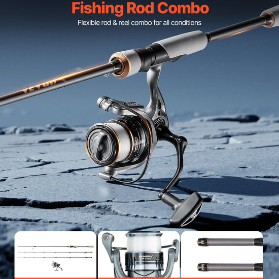 Rod And Fishing Reel Combo, IM7 Carbon Fiber Spinning Rod And Reel Combo, Bass Fishing Pole With 7 Ft Two-Piece Rods, 7+1 Ball Bearings, EVA Handle, Stainless Steel Guides With Ceramic Rings