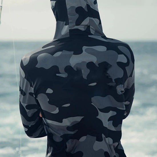 Hoodie Face Mask Neck Cover Shirt, Summer Long Sleeve Sun Protection, Hunting, Fishing Gear, Beach Tops, Climbing